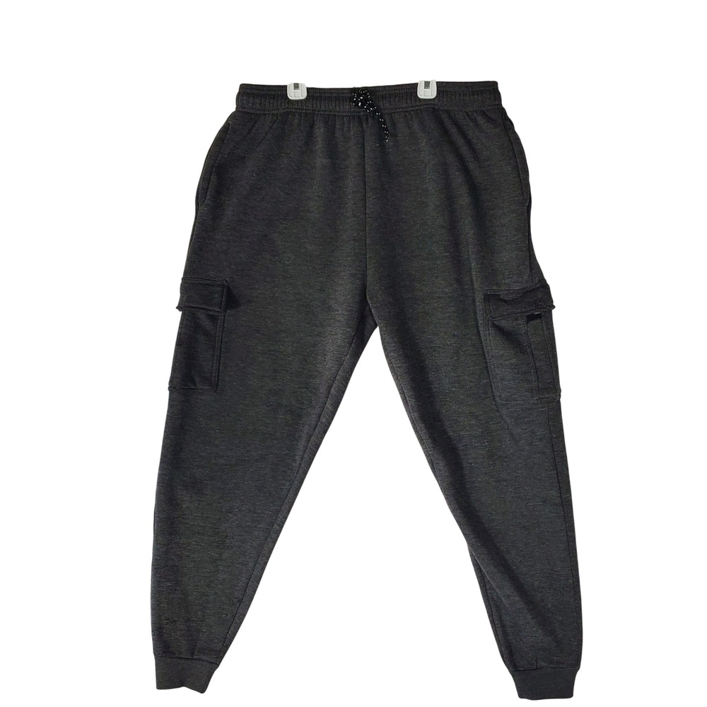 Mecca Mens 2X Cargo Sweatpants Charcoal Gray Heather Joggers RN114316 Fleece
